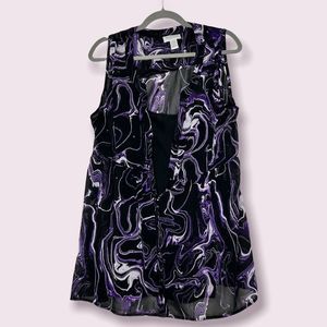 Motherhood Maternity Purple and Black Flowy Top- Size Large